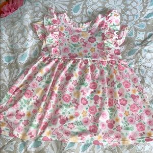 ❗️SOLD❗️Girl 24M Disney Baby Floral Print Ruffle Dress - Minnie Bows & Face